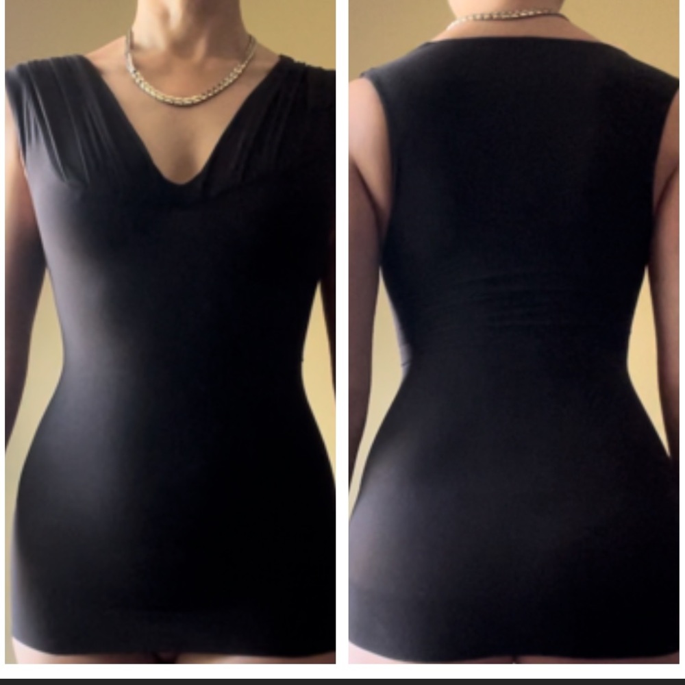 Spanx brown pleated top M
